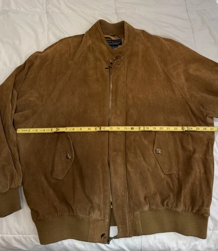 Norm Thompson Vintage Brown Suede Harrington Bomber Jacket XL image 2