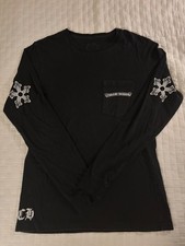 Chrome Hearts Mens T-shirt Long Sleeve Print Stars Black Size Medium Pocket