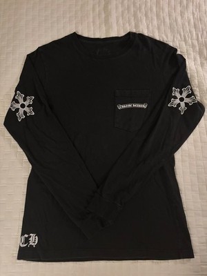 CHROME HEARTS 長袖シャツ ブラック Chrome Hearts Men's T-Shirt Long Sleeve Print Stars Black Size