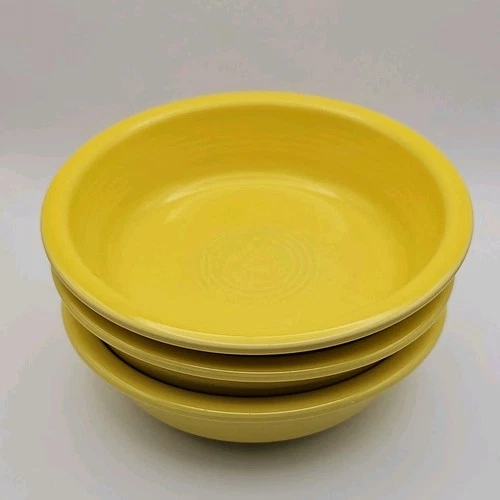 Set of Three (3) Fiestaware USA HLC Sunflower Yellow Coupe Cereal Soup Bowls 7"