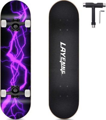 Skateboard 31 * 8 Zoll Ahorn Deck ABEC-11 Lager Violett 7 Schichten Geeignet ...