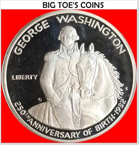 1982-S RARE PROOF GEORGE WASHINGTON COMMEMORATIVE HALF 90% SILVER, GORGEOUS COIN