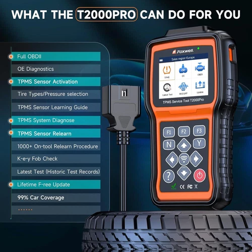 Foxwell T2000 PRO Auto Presión de Neumáticos TPMS Reaprender Activar Sensores Programación - Imagen 2 de 8
