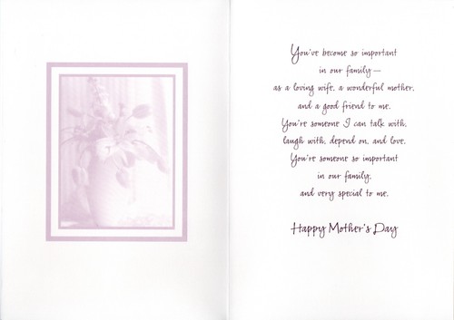 Heartfelt MOTHER'S DAY Card FOR DAUGHTER-IN-LAW by Gibson Greetings + Envelope - Picture 2 of 5