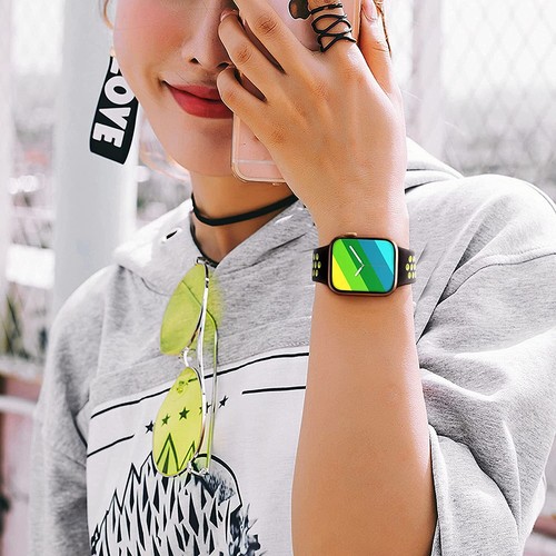 Comfy Sport Band for Apple Watch 41mm / 40mm / 38mm - Black Neon Yellow - Picture 7 of 10