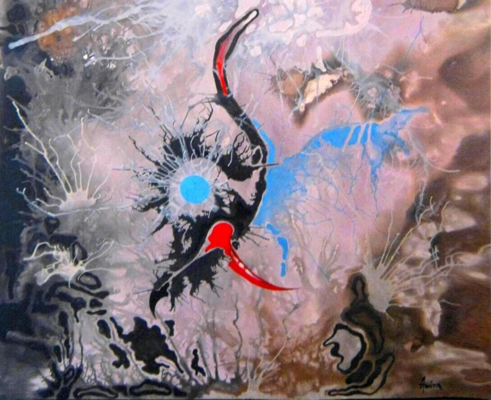 pintura de arte original paisaje pop abstracto animal contemporáneo pájaro surrealismo Foto 3 de 4