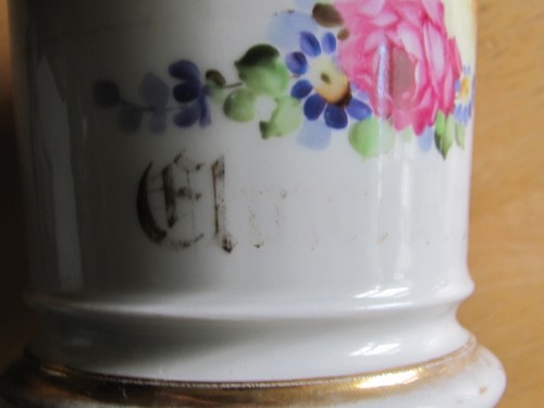 ANTIGUA TAZA DE AFEITAR TAZA LIMOGES FRANCIA FLORES RUMLER ILLINOIS - Imagen 2 de 6
