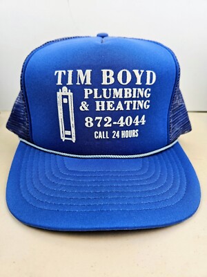 Vintage Tim Boyd Plumbing Heating HVAC Trucker Hat Snapback Cap