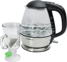 Chef'Schoice 680 Cordless Electric Glass Kettle in Brushed Stainless Steel Inclu