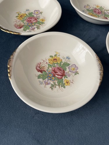 Paden City Pottery Sm Bowls Set of 4 5.25x5.5x1.5 Floral Gold Vintage F41 - Picture 3 of 11