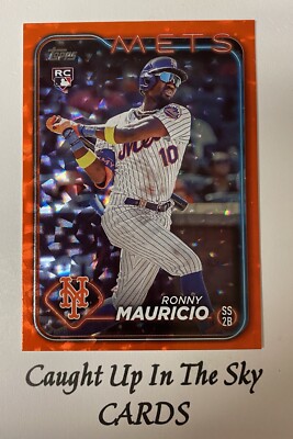 2024 Topps Series 1 RONNY MAURICIO RC ORANGE CRACKLE #274/299 Color Match Mets