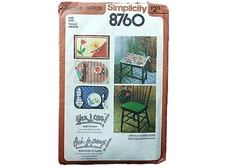 Vintage 70s Placemats Chair Pads Sewing Pattern Simplicity 8760 Tulip Kitchen