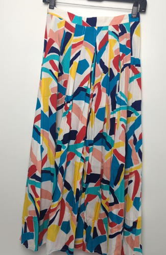 VTG Matthew Lombardi Maggy London Colorful Geometric Half Button Midi Skirt 6 - Picture 6 of 8
