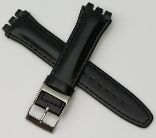 Pelle cinturino Swatch Irony Band 19mm Nero Argento Fibbia CHRONO Qualità |  eBay