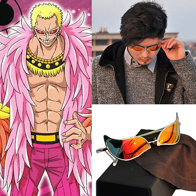 Wholesale Anime One Piece Donquixote Doflamingo Joker Sunglasses Men Women  cosplay Accessories Glasses with Glasses box