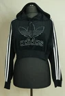 -^WOMENS ADIDAS SWEATSHIRT HOODY VELOUR CROP SIZE XS-S VGC /