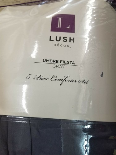 Lush Decor, Gray Umbre Fiesta 5 Piece Comforter Set, King - 第 10/10 張圖片