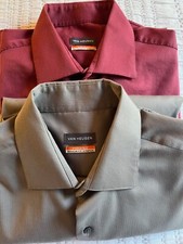 2 Van Heusen Men's Super Nice Stain Shield Stretch Reg Fit Dress Shirt Large