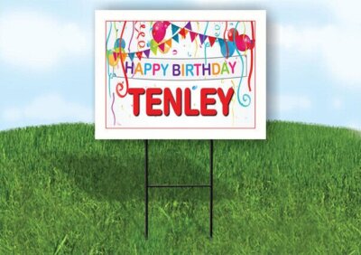 TENLEY HAPPY BIRTHDAY BALLOONS 18 in x 24 in Yard Sign Road Sign with Stand