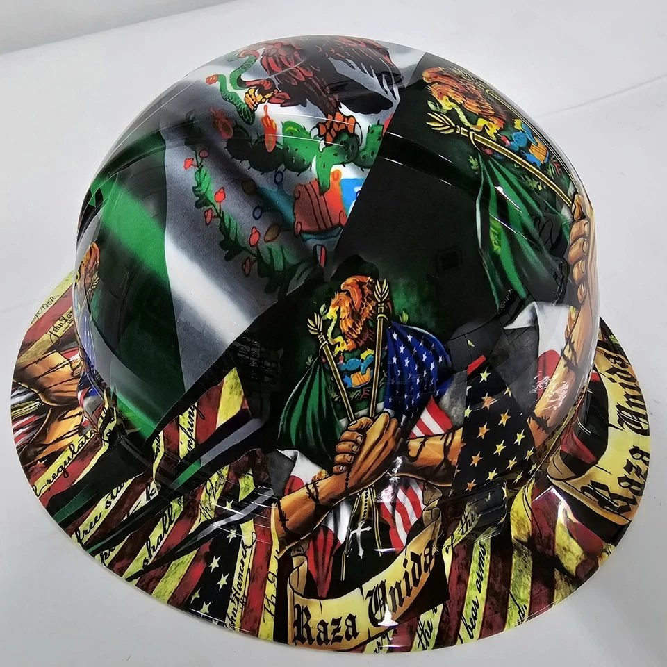Sombrero duro ala completa personalizado hidro sumergido EN RAÍCES MEXICANAS RAZA UNIDA ORGULLO EE. UU. Foto 2 de 4