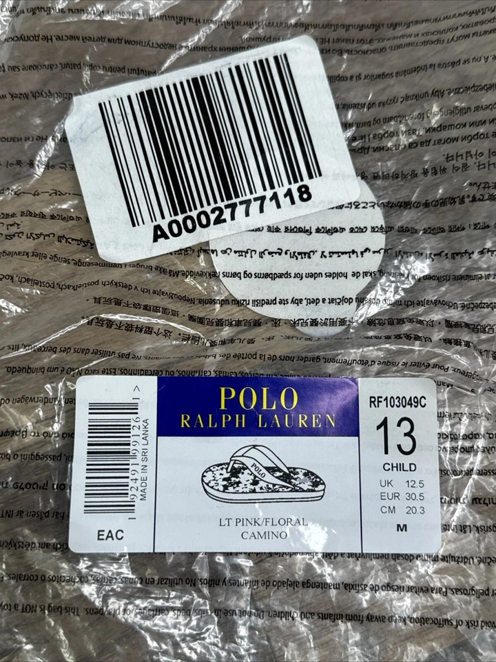 POLO RALPH LAUREN Kid's Camino Flip Flops Sandals Lt Pink Floral Child Sz 13 NWT - Image 2 of 4
