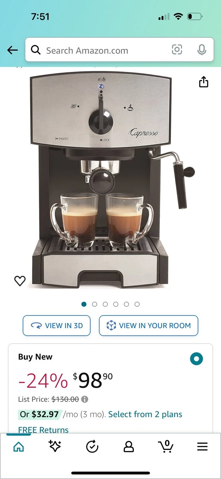 Capresso Model 117 Stainless Steel Espresso & Cappuccino Coffee Maker MSRP $100+