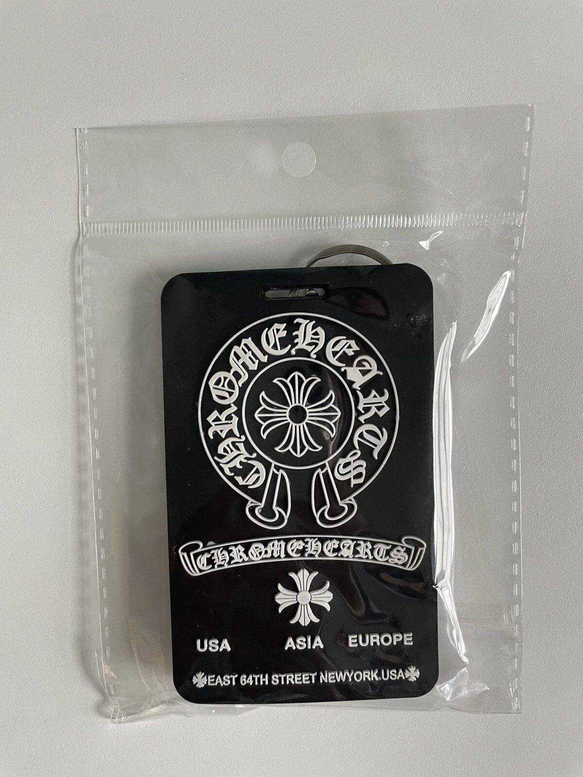 CHROME HEARTS Cuori Cromati Nero Logo Porta Carta d'Identità Uomo Regalo Tesla Chiavi Anelli Portachiavi