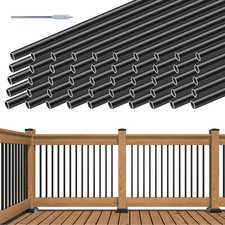 Muzata 32" Aluminum Deck Balusters Round 3/4" Diameter Black Balusters WT15