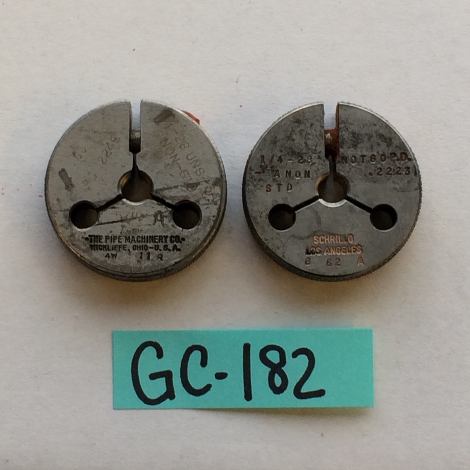 Schrillo 1/4-28 UNS-3A Non STD Thread Ring Gages Go .2248/No Go Gauge ...