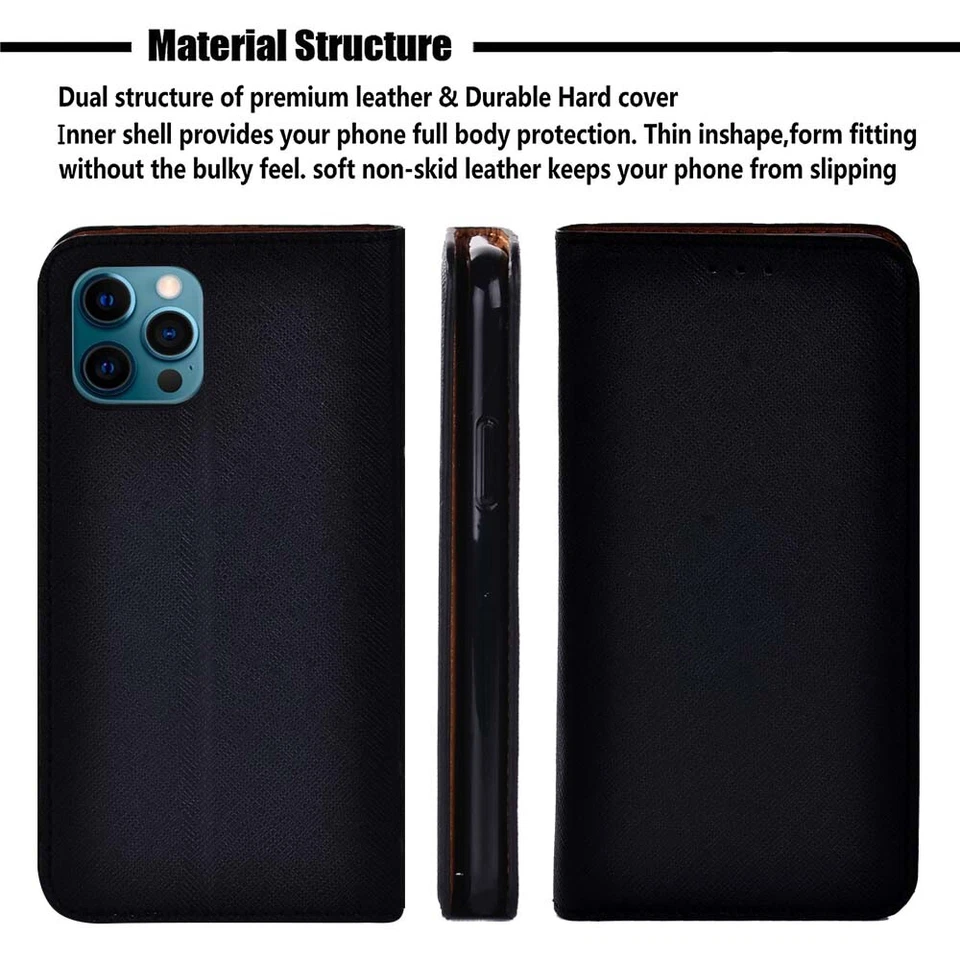 Leather Stand Wallet Case Cover For Apple iPhone XR/SE/6/7/8/11/12/13/14/15/Pro - Image 2 of 4