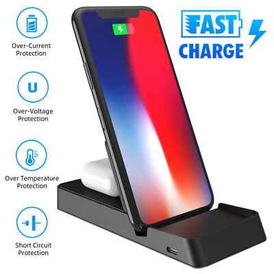 3 in 1 Qi Wireless Charger Dock Charging Stand For Apple Watch iPhone Samsung LG
