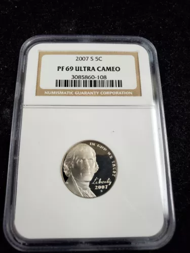 2007-S 5c Jefferson Proof Nickel NGC PF69 Ultra Cameo 