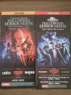 2x Halloween Horror Nächte Stranger Things Park Karte 2018 2023 Der Exorzist HHN