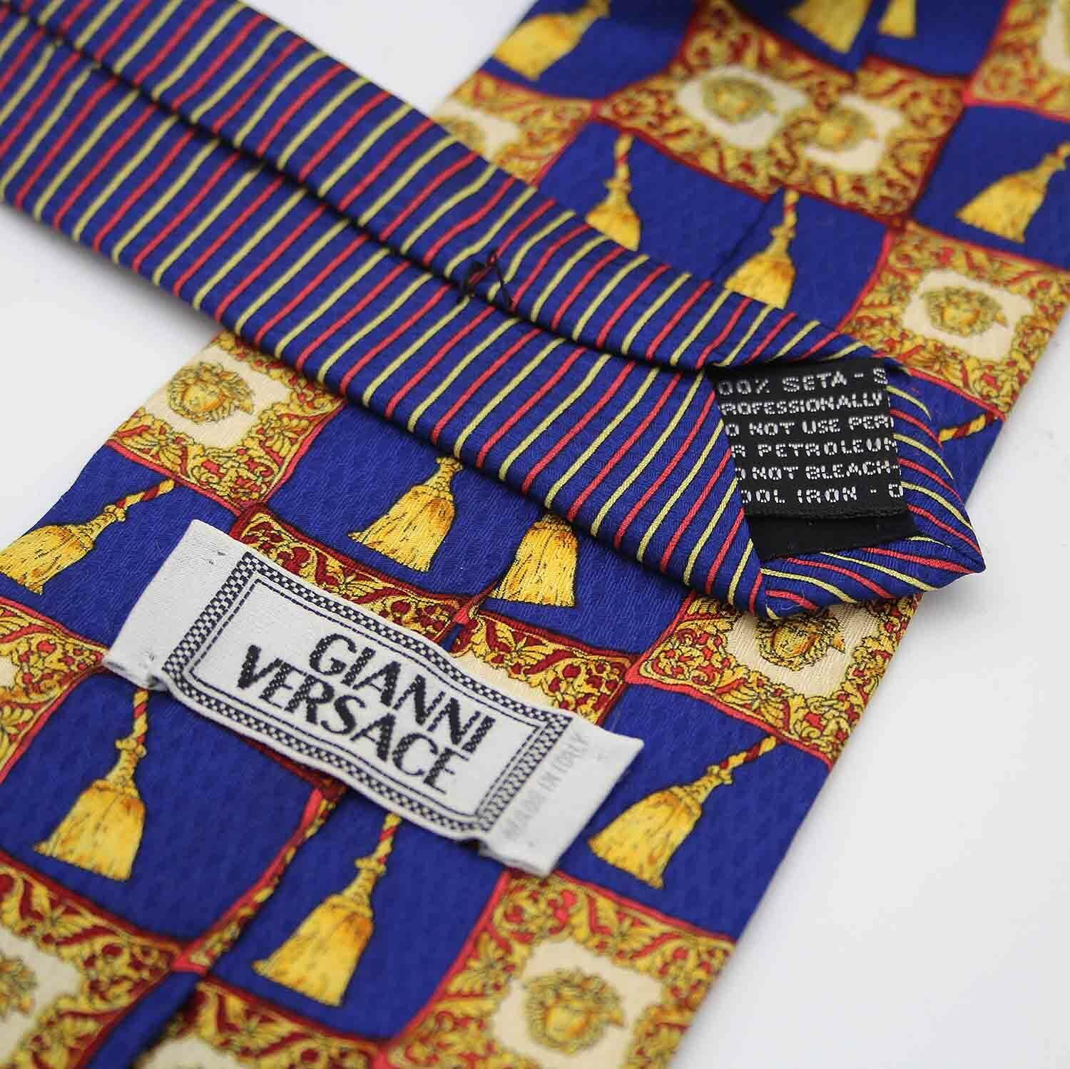Gianni Versace Silk Neck Tie Medusa Head Tassel P… - image 6