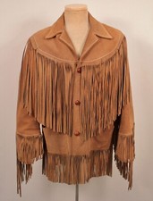Men's VTG 70s Brown Fringe Suede Leather Jacket Sz Medium 40 1970s Pioneer Wear