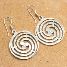 Sterling Silver Open Swirl Design 1.75  Dangle Earrings