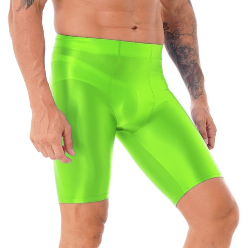 Pantaloncini corti uomo a compressione lucidi fondo stretto leggings fondo allenamento - Foto 87 di 121