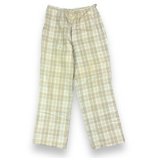Vtg Pendleton Cream Windowpane Plaid Womens Wool Pants Lined STAINS Sz 14