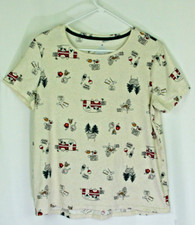 Secret Treasures Women's Pajama Top Small 4-6 Short Sleeve Camping Summer
