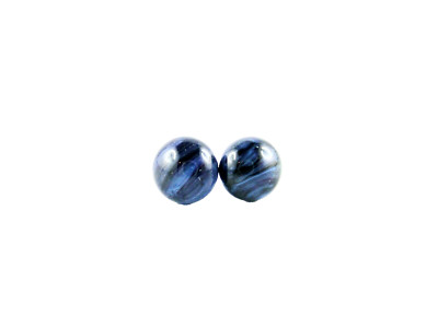 Ohrstecker Handarbeit Glas blau-schwarz gestreift Glaskunst