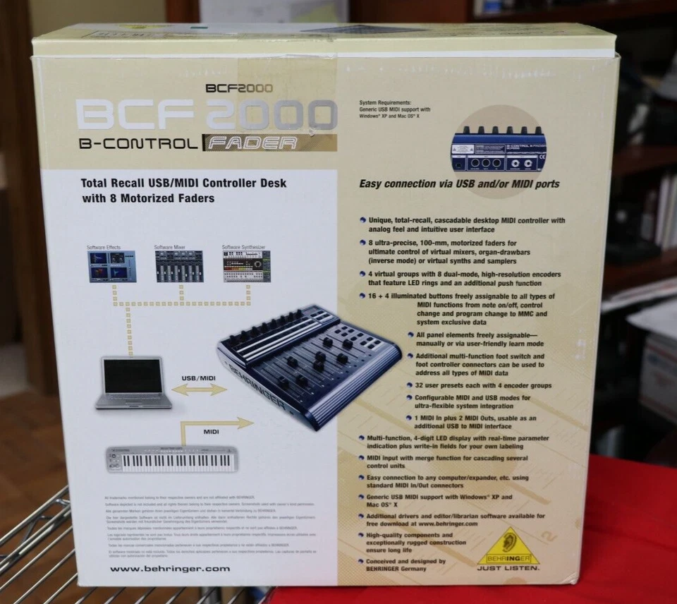Behringer B-Control Fader BCF2000 Total-Recall USB/MIDI Controller NEW - Image 4 of 4