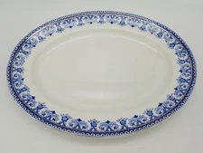 Amsterdam Mercer China Antique Meat Platter  1920s Blue & White Serving  Plate