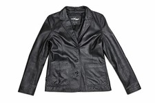 Wilsons Leather Maxima Black Genuine Leather Blazer Jacket Womens M