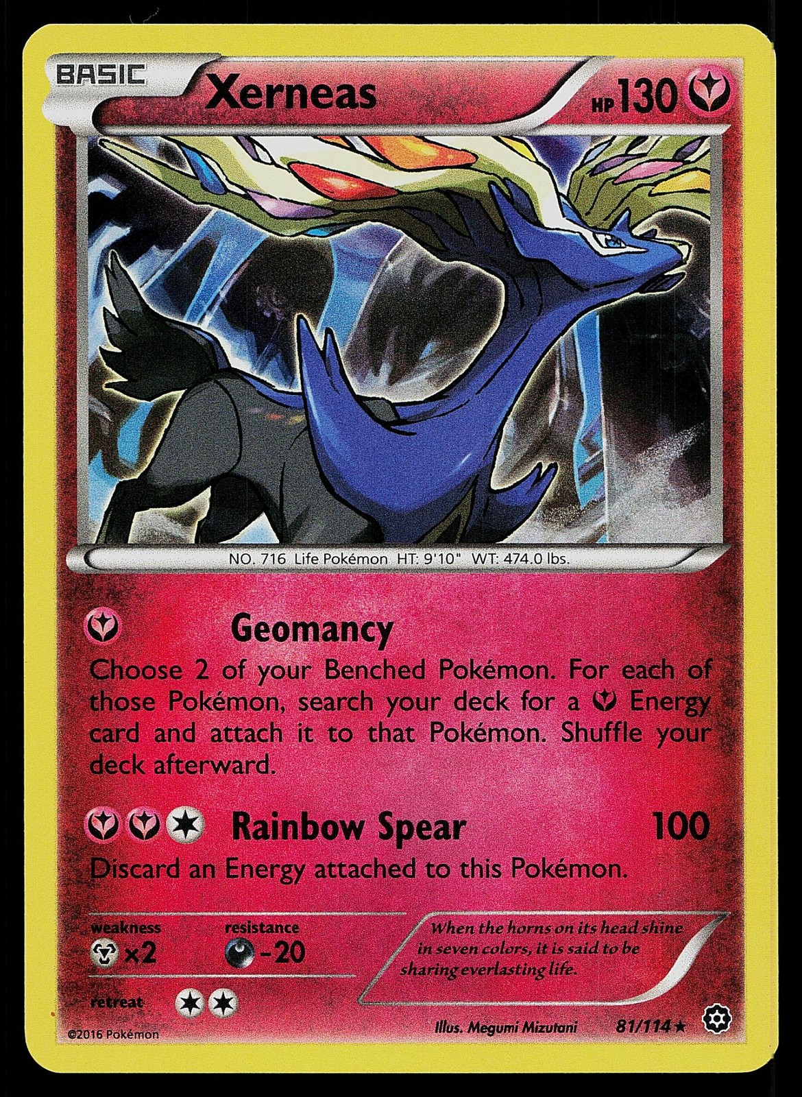 Pokemon Card Steam Siege Xerneas 81/114 Rare Holo