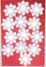 Lot of 13 Plastic Canvas Needlepoint SNOWFLAKE Christmas ORNAMENTS 4" Handmade