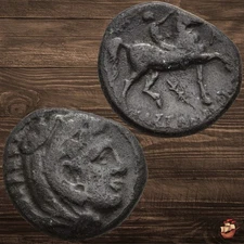 KINGS OF MACEDON coin - Kassander (317-305 BC) Horse Herakles @q78