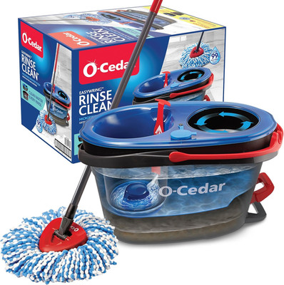 O-Cedar Rinseclean Spin Mop & Bucket System | Clean with Water | Removes 99% of 