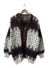 Vintage Dale Of Norway Wool Cardigan Sweater Men?s XL White Black Red
