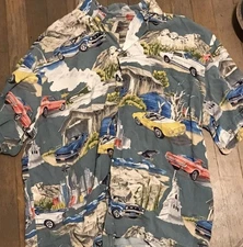 Paradise Found Hawaiian Corvette Car All-Over Print Button Up Men's XL