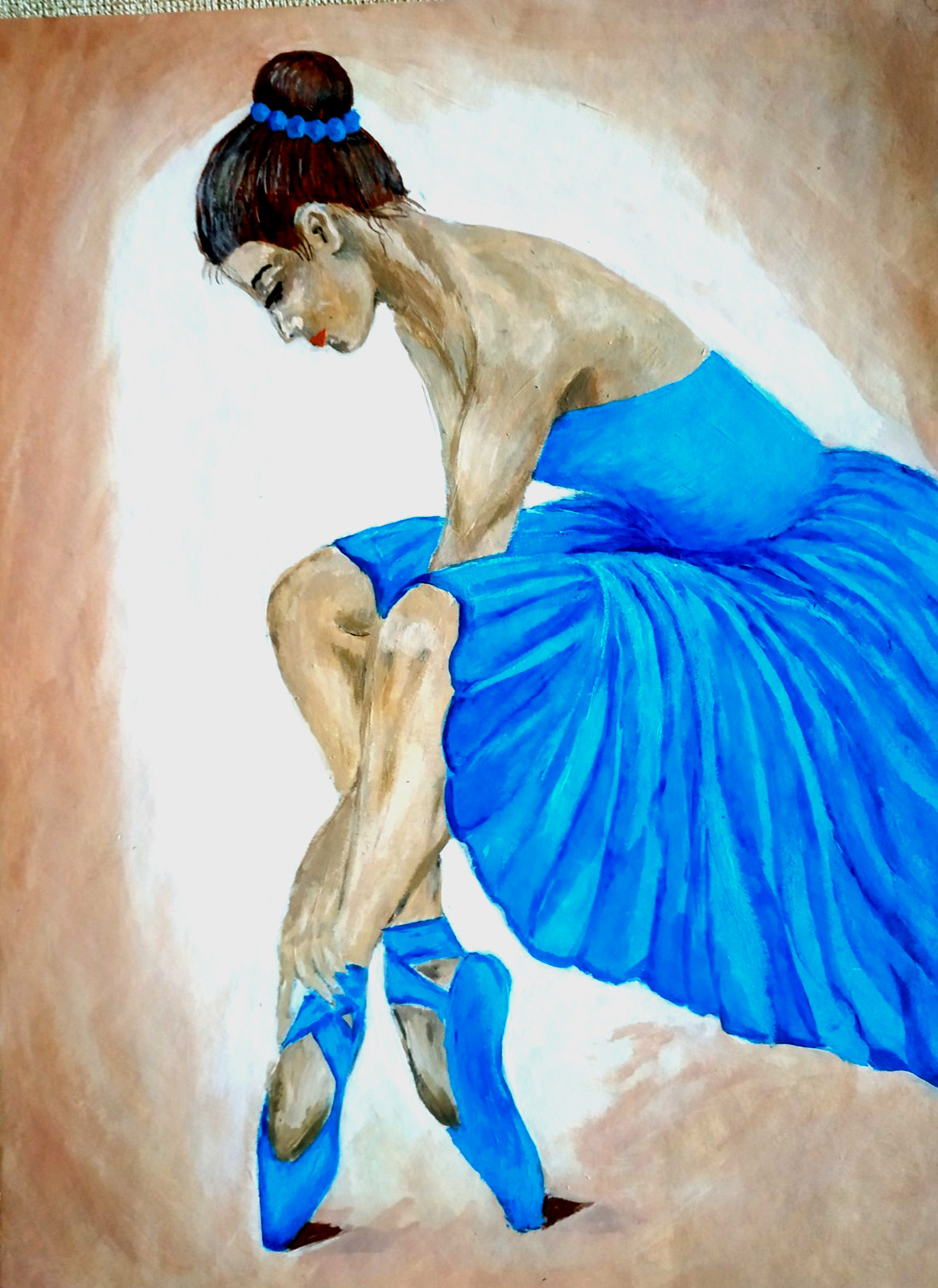 Pintura acrílica original "Bailarina". Zapatos de punta. Hecho a mano. 11 x 8...